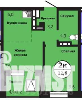 2-к квартира, вторичка, 32м2, 1/19 этаж