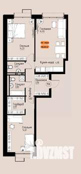 2-к квартира, вторичка, 67м2, 11/17 этаж