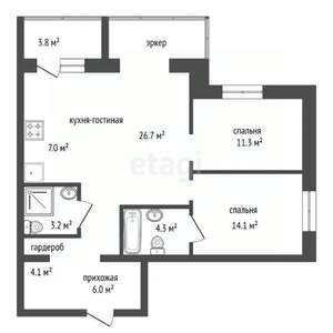 3-к квартира, вторичка, 77м2, 7/17 этаж