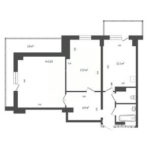 2-к квартира, вторичка, 59м2, 6/25 этаж
