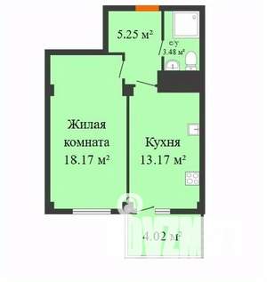 1-к квартира, вторичка, 39м2, 10/17 этаж