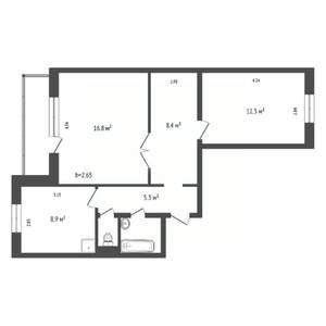 2-к квартира, вторичка, 56м2, 3/10 этаж