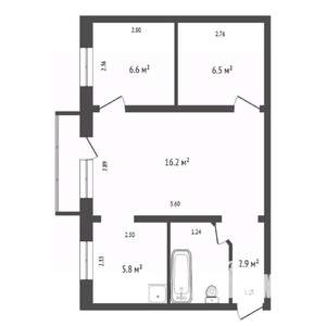 2-к квартира, вторичка, 42м2, 4/5 этаж