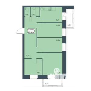 4-к квартира, строящийся дом, 85м2, 4/9 этаж