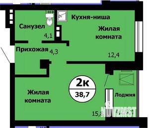2-к квартира, вторичка, 39м2, 14/24 этаж