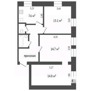 3-к квартира, вторичка, 65м2, 2/2 этаж
