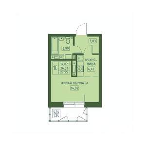Студия квартира, вторичка, 28м2, 3/23 этаж