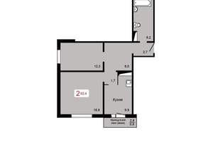 2-к квартира, вторичка, 62м2, 7/17 этаж