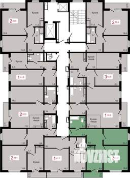 2-к квартира, строящийся дом, 61м2, 3/17 этаж