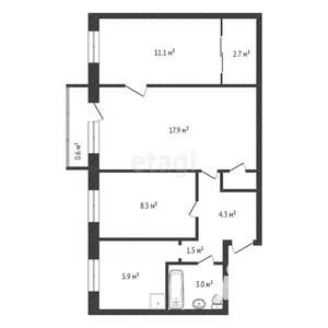 3-к квартира, вторичка, 56м2, 3/5 этаж