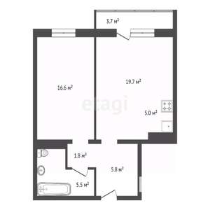 2-к квартира, вторичка, 56м2, 3/17 этаж