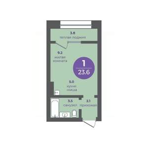 1-к квартира, вторичка, 24м2, 2/16 этаж