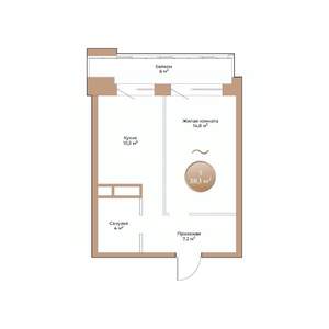 1-к квартира, вторичка, 38м2, 3/24 этаж
