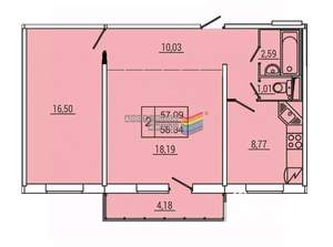 2-к квартира, вторичка, 58м2, 10/14 этаж