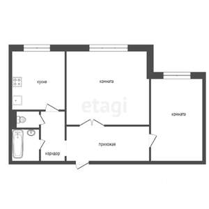 2-к квартира, вторичка, 54м2, 1/9 этаж