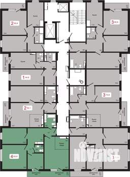 4-к квартира, строящийся дом, 84м2, 2/17 этаж