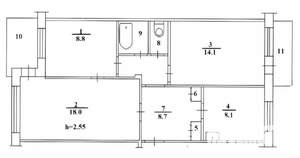 3-к квартира, вторичка, 61м2, 4/5 этаж