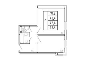 1-к квартира, строящийся дом, 42м2, 1/17 этаж