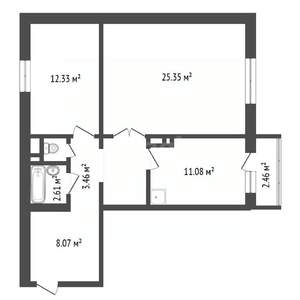 2-к квартира, вторичка, 69м2, 15/16 этаж