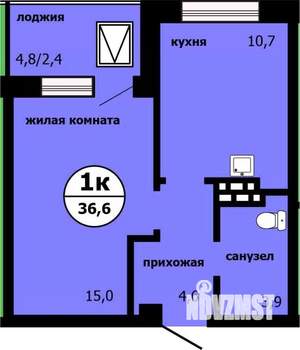 1-к квартира, строящийся дом, 36м2, 6/19 этаж
