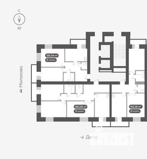 2-к квартира, вторичка, 58м2, 3/16 этаж