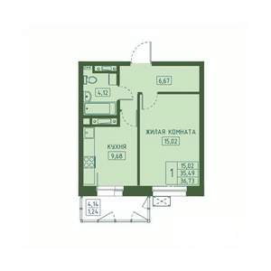 1-к квартира, вторичка, 37м2, 14/23 этаж