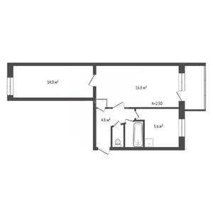 2-к квартира, вторичка, 45м2, 4/5 этаж