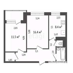 2-к квартира, вторичка, 52м2, 3/9 этаж