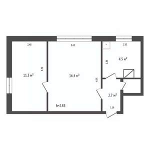 2-к квартира, вторичка, 36м2, 1/2 этаж