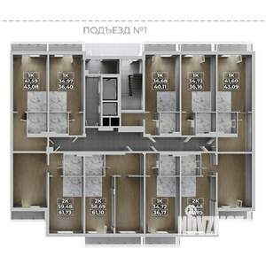 2-к квартира, строящийся дом, 61м2, 4/19 этаж