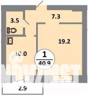 1-к квартира, вторичка, 41м2, 12/14 этаж