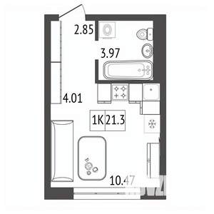 1-к квартира, строящийся дом, 21м2, 9/17 этаж