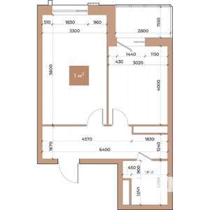 1-к квартира, строящийся дом, 46м2, 2/24 этаж