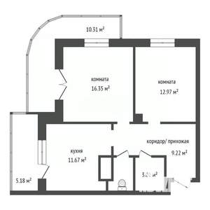 2-к квартира, вторичка, 55м2, 18/18 этаж