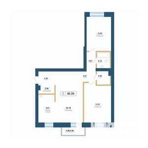 3-к квартира, вторичка, 88м2, 2/7 этаж