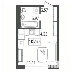 1-к квартира, вторичка, 23м2, 5/17 этаж