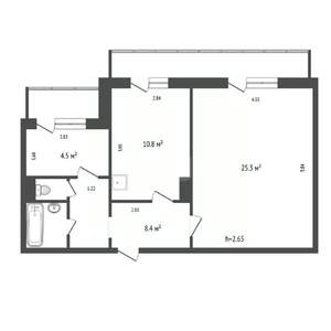 1-к квартира, вторичка, 56м2, 9/14 этаж