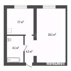 1-к квартира, вторичка, 34м2, 3/5 этаж