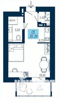Студия квартира, строящийся дом, 30м2, 9/19 этаж