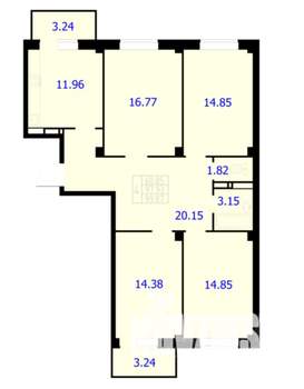 3-к квартира, строящийся дом, 100м2, 2/9 этаж