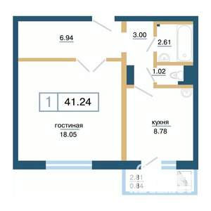 1-к квартира, вторичка, 41м2, 16/17 этаж