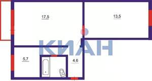 2-к квартира, вторичка, 45м2, 3/5 этаж