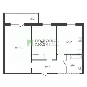 2-к квартира, вторичка, 53м2, 15/15 этаж