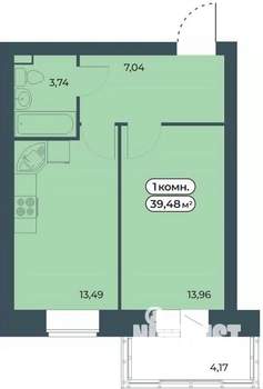 1-к квартира, вторичка, 39м2, 3/9 этаж