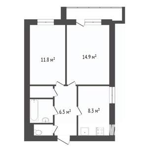 2-к квартира, вторичка, 42м2, 7/9 этаж