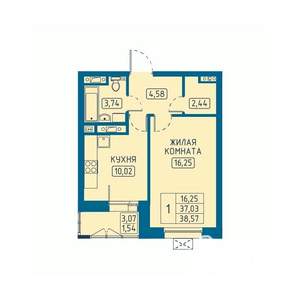 1-к квартира, вторичка, 39м2, 4/20 этаж