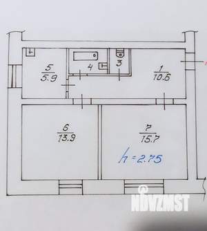 2-к квартира, вторичка, 50м2, 1/2 этаж
