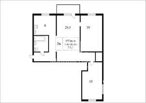 3-к квартира, вторичка, 58м2, 3/5 этаж