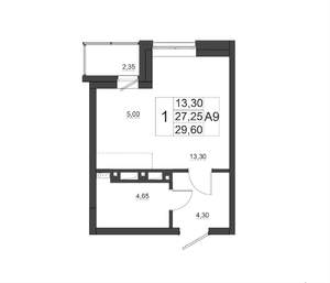 Студия квартира, вторичка, 30м2, 12/17 этаж