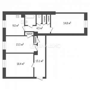 3-к квартира, вторичка, 78м2, 5/5 этаж
